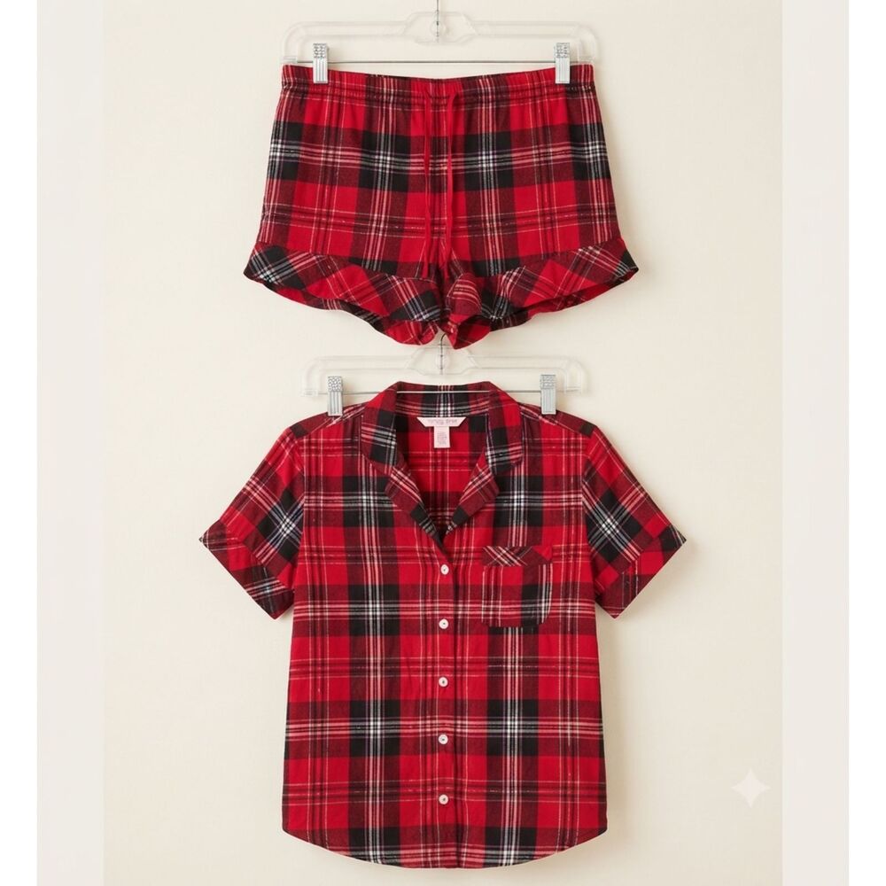 Victoria's Secret Red & Black Plaid Women Pajama Sleep Set – Size XS